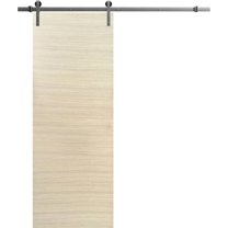 Sturdy Barn Door 42 x 84 inches | Planum 0010 Natural Veneer | Stainless Steel 8FT Rail Hangers Heavy Set | Solid Panel Interior Doors
