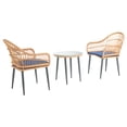 thumbnail image 3 of SAFAVIEH Outdoor Collection Berlen 3-Piece Lounger Set Natural/Navy, 3 of 9
