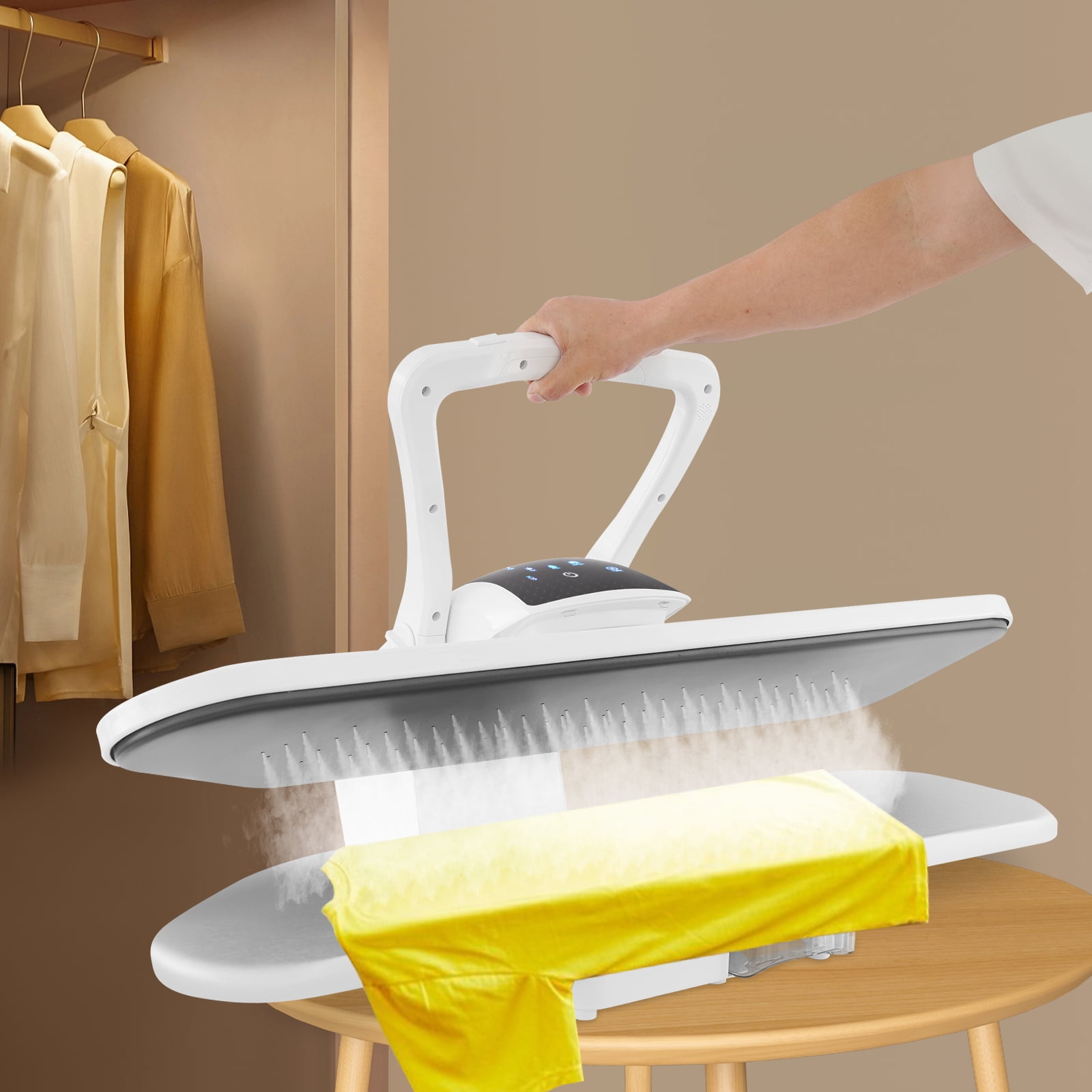 Miumaeov 36" Large Steam Iron Press, 1600W 110V Intelligent Steam Fabric Pres Machine w/Touch Screen & Voice Prompts for Sheets Curtains Clothe