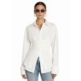 thumbnail image 4 of Women Fitted Button Down Shirt Cinched Waist Tops Long Sleeve Wrap Blouse Stylish Dressy Casual Outfit White S, 4 of 10
