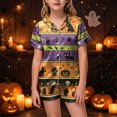 thumbnail image 2 of UAYOTSE Button‑Down Satin Pjs for Girls, Collared Short‑Sleeve Top and Sleep Shorts, Lightweight Kids Sleep Set for Daily and Holiday Moments Size 10-11 Years, 2 of 6
