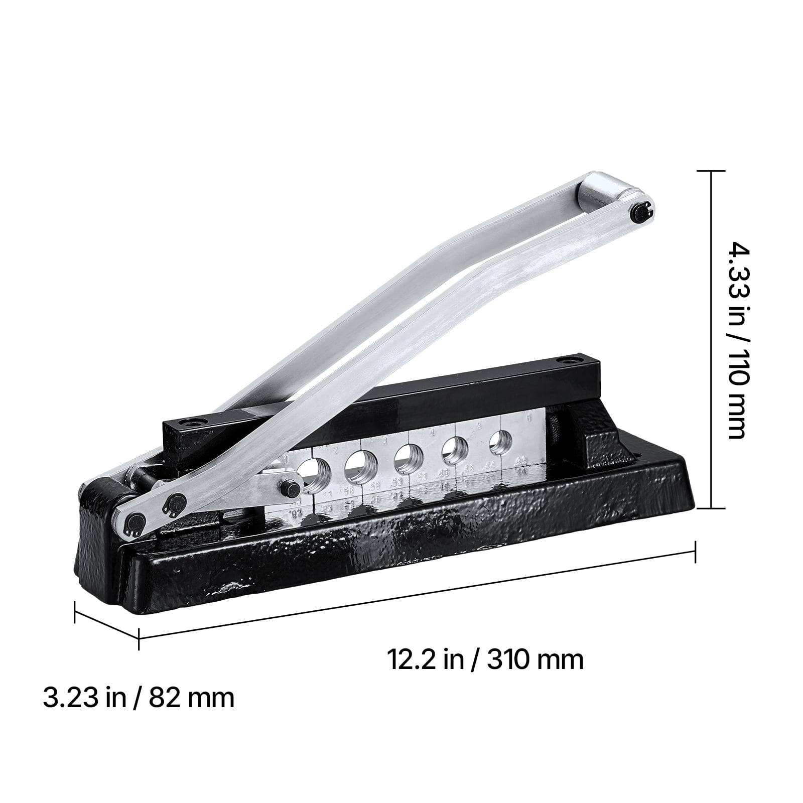 KFFKFF Durable Hose Ferrule Crimping Tool, Bench-Mounted Crimper with 5 Die Slots & 0.44"-0.63" Crimping Capacity for PVC and Rubber Hoses, Air Hose Repair Kit (Ferrules Excluded)