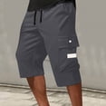 thumbnail image 5 of BRDFRL Men's Below Knee Long Shorts Lightweight Cargo Capri Hiking 3/4 Multi Pockets Gray L, 5 of 5