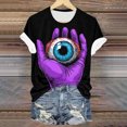 thumbnail image 2 of YDFCWXW Women Halloween Shirts Solid Shirt Spooky Tshirt Fall Eyeballs Graphic Tees Casual Short Sleeve Tops Purple, XL, 2 of 6