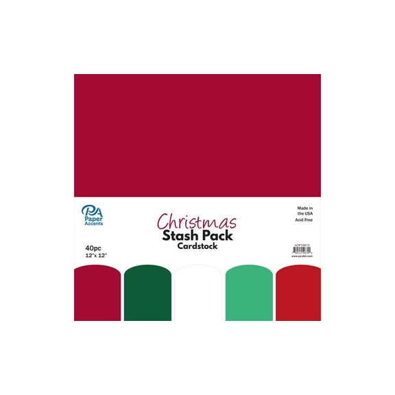 Paper Accents Stash Pack Cardstock 12"x 12" Christmas 40pc