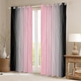 thumbnail image 2 of 2 Panels Pink and Black Darkening Drapes Strip Lines Curtains for Bedroom Living Room for Kids Women Men Ombre Printed Blackout Curtains Geometric Window Treatments-52"W x 54"L (Pack of 2), 2 of 7