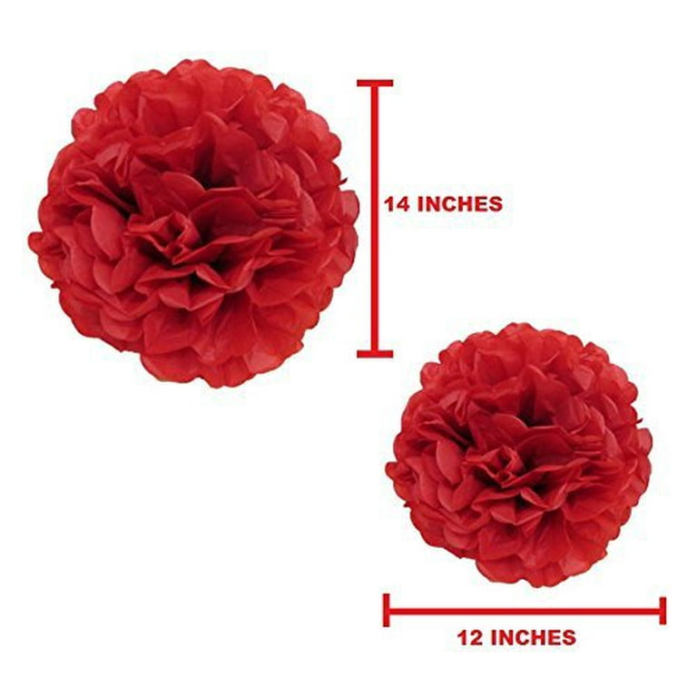 12 Plastic Flower Poms with Suction Cups Car/Limo Decoration Deco-Puffs - Red and White Mix