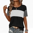thumbnail image 2 of ClodeEU Women's Color Block Crew Neck Short Sleeve T-Shirt,Casual Loose Fit Tee Black,Women's Plus S, 2 of 5