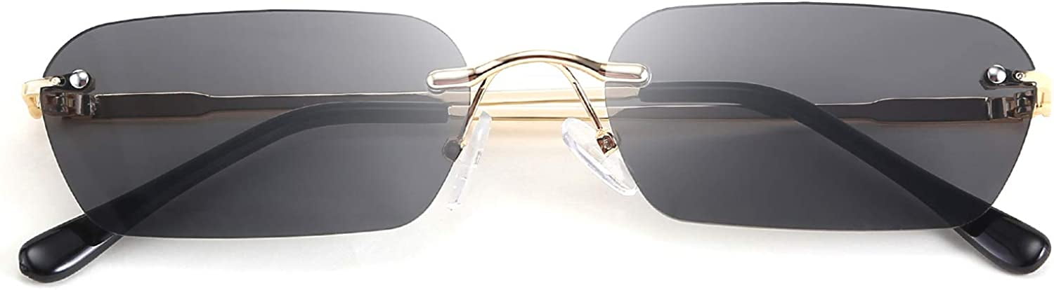 Rectangle Sunglasses for Men/Women Small Rimless Square Shade Eyewear 