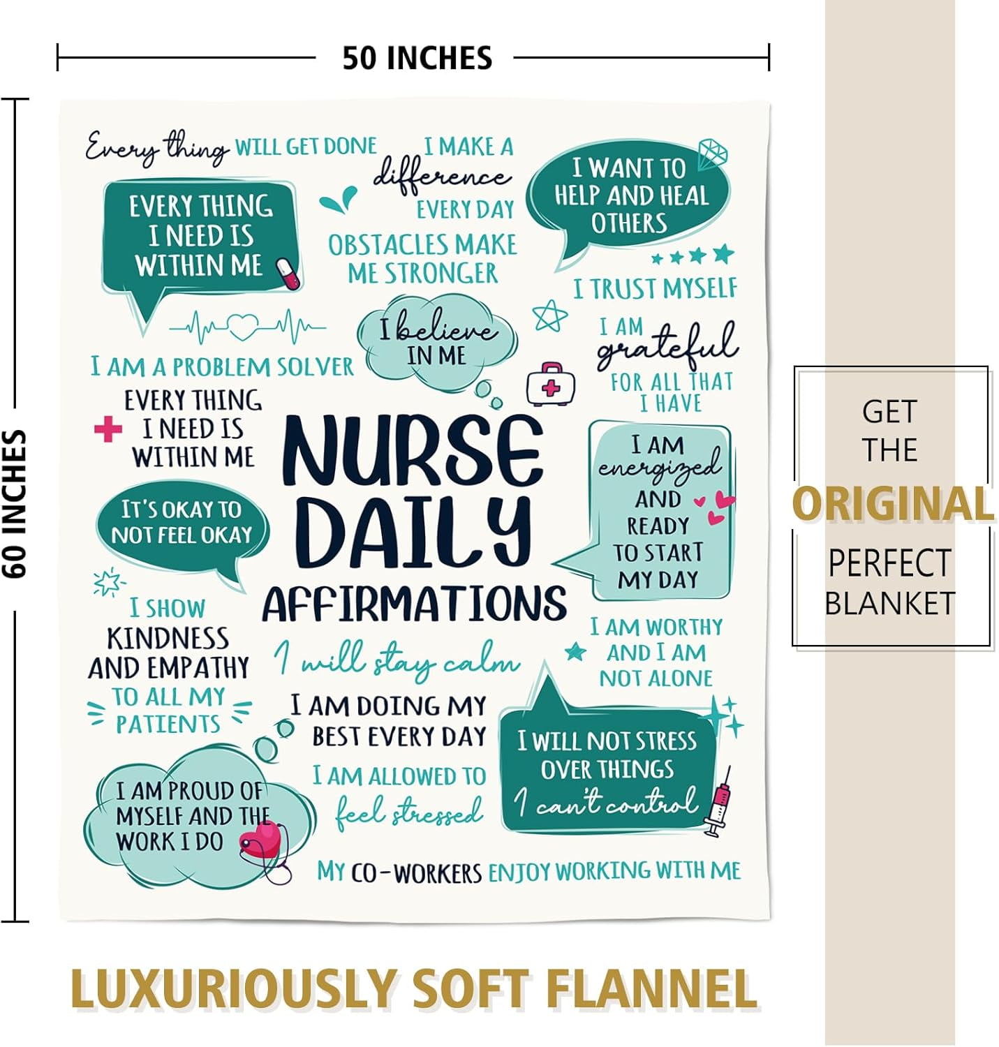 Nurse Gifts for Women Men- Soft Nurse Blanket with Nurse Daily Affirmations- LPN RN Gifts for Nurses Practitioner, Nurses Week/Day Gifts, Nursing School Graduate Birthday Appreciation Gifts