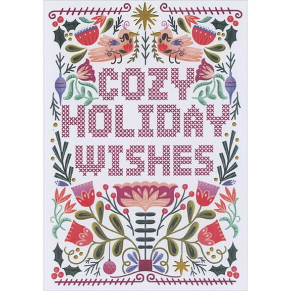 Designer Greetings Cozy Holiday Wishes Cross Stitch Lettering Christmas Card for Daughter-in-Law