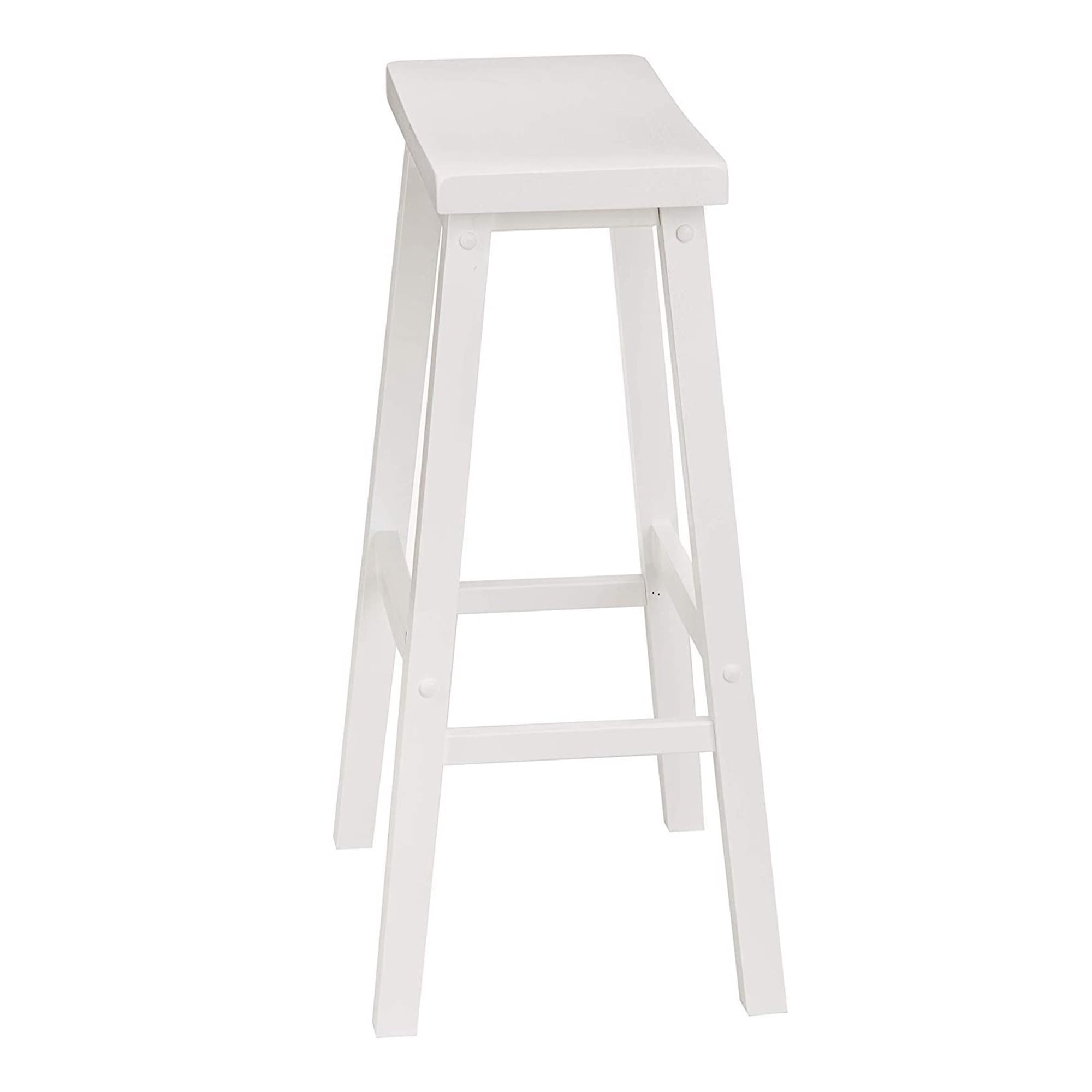 PJ Wood Saddle-Seat 29 Inch Kitchen and Bar Counter Stool, White, Set of 2