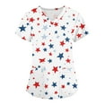 thumbnail image 2 of American Flag Scrub Tops Short Sleeve V Neck Working Uniform with Pockets Patriotic Medical Scrubs for Women White 4XL, 2 of 4