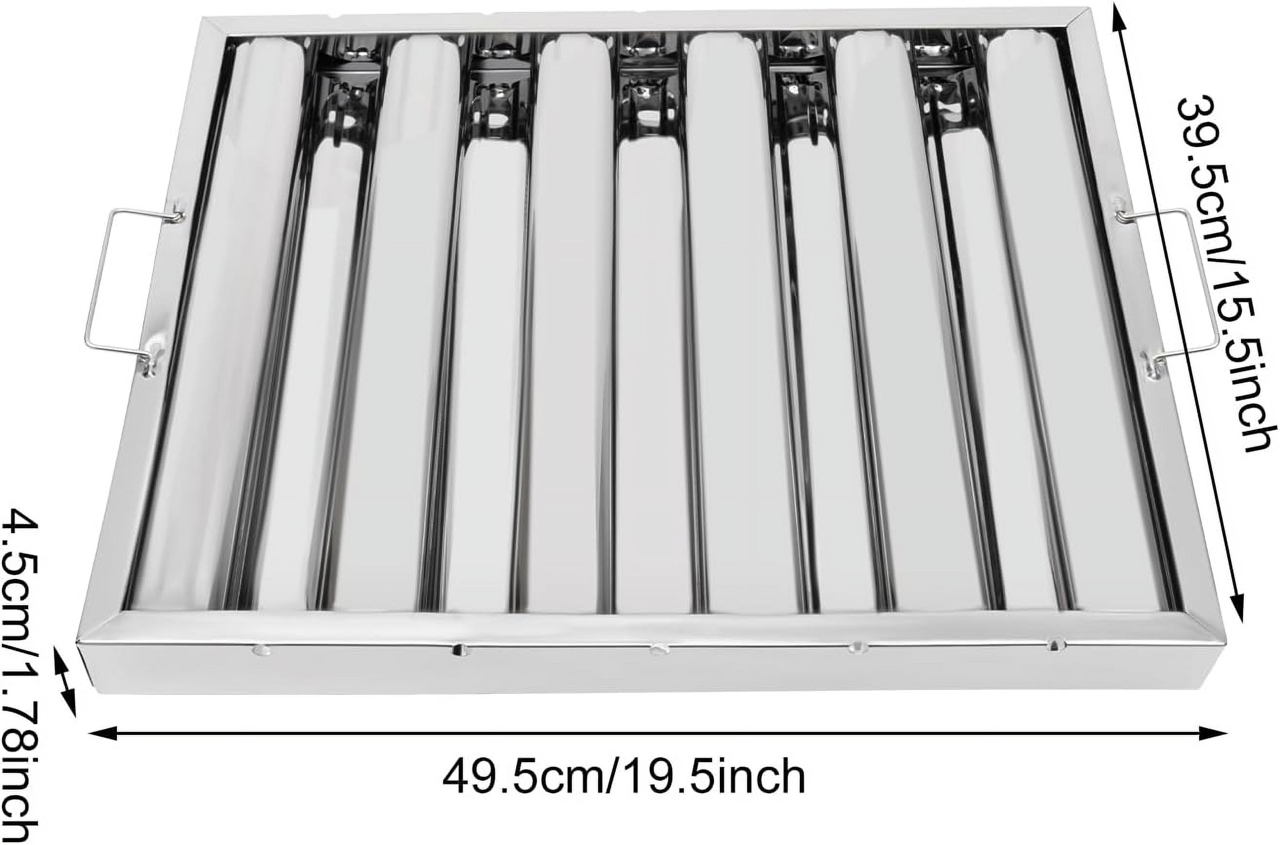 Stainless Steel Hood Filter 19.5W x 15.5H Inch, 5 Grooves Commercial Kitchen Restaurant Range Hood Filters, Set of 6 Grease Filter for Grease Rated Exhaust Hoods