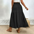 thumbnail image 5 of LYMAYTER Casual Skirts for Women Slit Elastic A Line Beach Long Skirts Summer Boho Flowy Maxi Skirt S-XL, 5 of 8