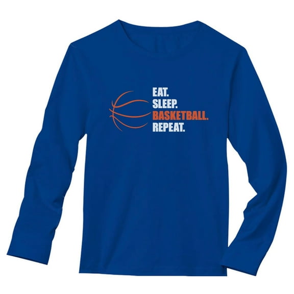 Eat Sleep Basketball Repeat - Gift for Basketball Fans Long Sleeve T-Shirt XX-Large Blue