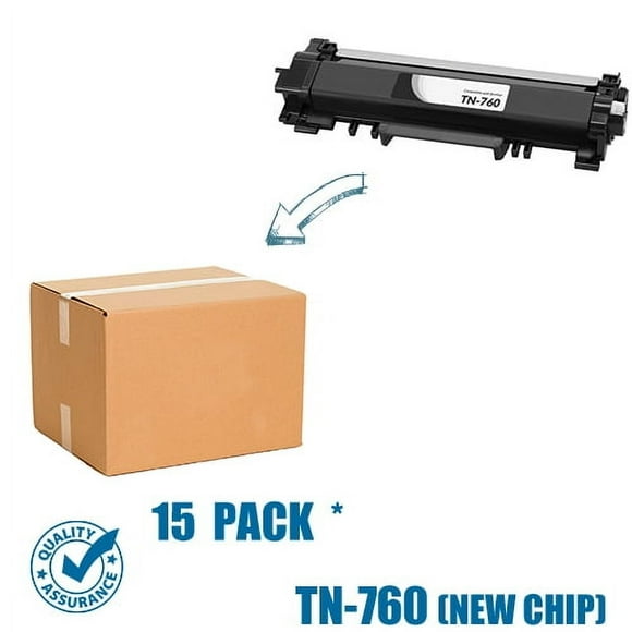 Printer Pro™ 15 Pack Brother TN760/TN-760/TN730 (WITH CHIP) Black Toner Cartridge-BrotherPrinter L2710/L2730/L2390/L2370