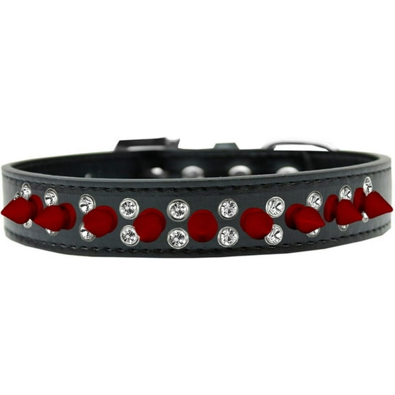 Pet and Dog Spike Collar, "Double Crystal Red Spikes"