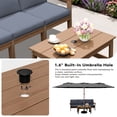 thumbnail image 4 of SERWALL 7-Piece HDPE Outdoor Patio Furniture Set with Umbrella, Patio Conversation Sofa Set for Porch, Deck & Backyard, Brown Frame with Gray Cushions, 4 of 5