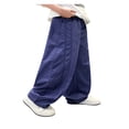 thumbnail image 3 of CONROSES Girls Baggy Cargo Pants Wide Leg Hiking Pants for Girls Trendy Solid Elastic Waist Drawstring Outdoor Jogger Pants With Pockets, 3 of 6