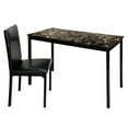 thumbnail image 2 of 2pc Writing Desk And Chair , Black Metal Frame, Faux Leather Covering, Rectangular With Marble Worksurface For Home Office Chair, Top, Small Furniture, 2 of 6