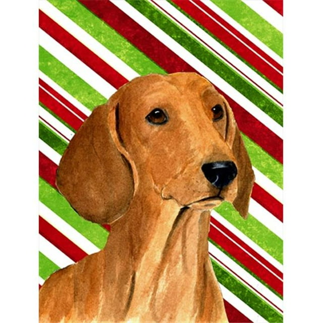 11 x 15 In. Dachshund Candy Cane Holiday Christmas Flag, Garden Size