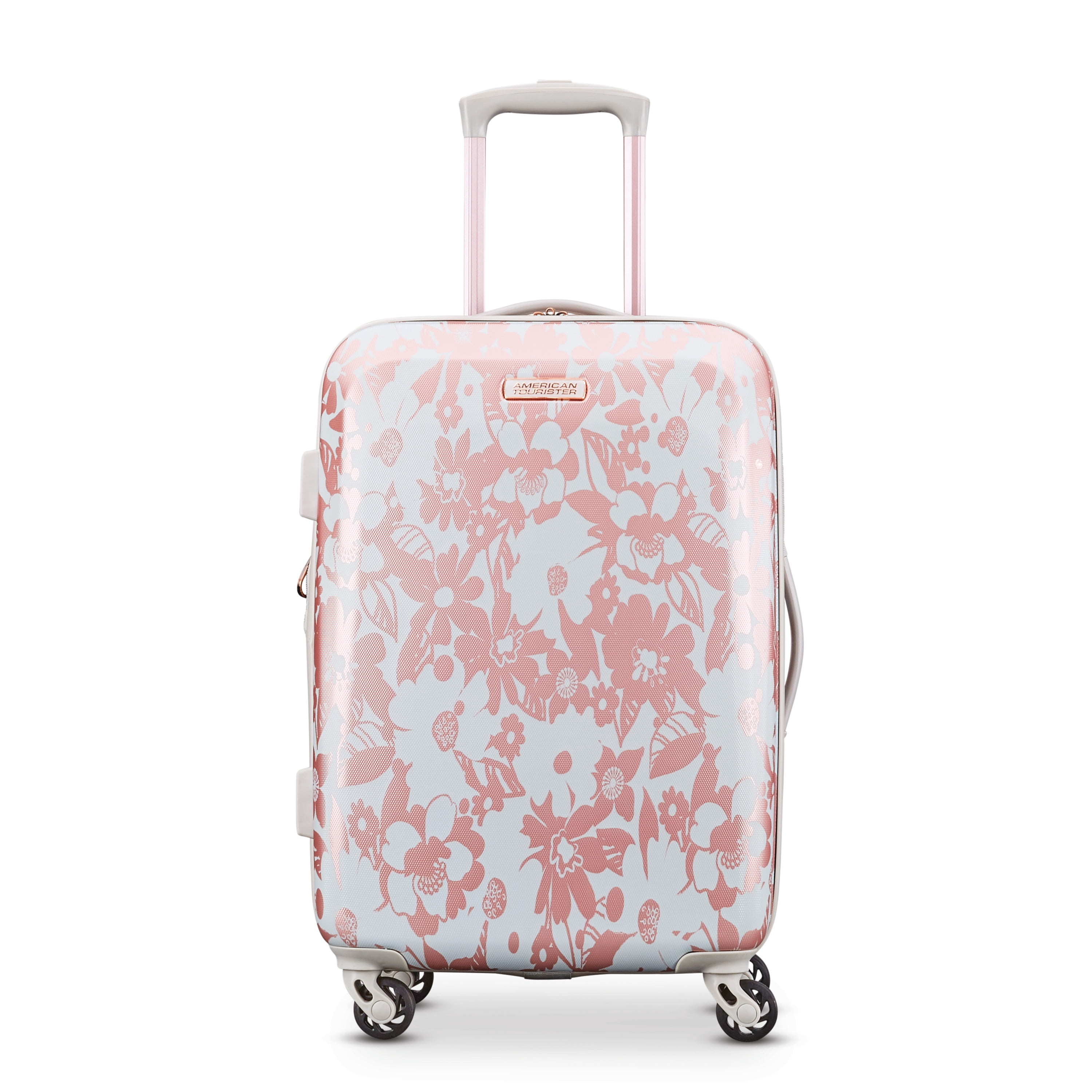 American Tourister Arabella Hardside Carry on Spinner Wheels Luggage Suitcase - Floral Rose Gold