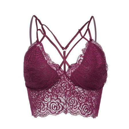 

STEADY Women Plus Size Vest Crop Wireless Bra Lingerie Sexy Lingerie Underwear Camisole - Wine