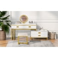 thumbnail image 6 of GO Modern Style Vanity Table With Movable Side Cabinet And 4-Drawers, Large Size Dressing Table With Mirror and 3-colors LED Light, Makeup Table With Stool, White, Golden Legs, 6 of 26