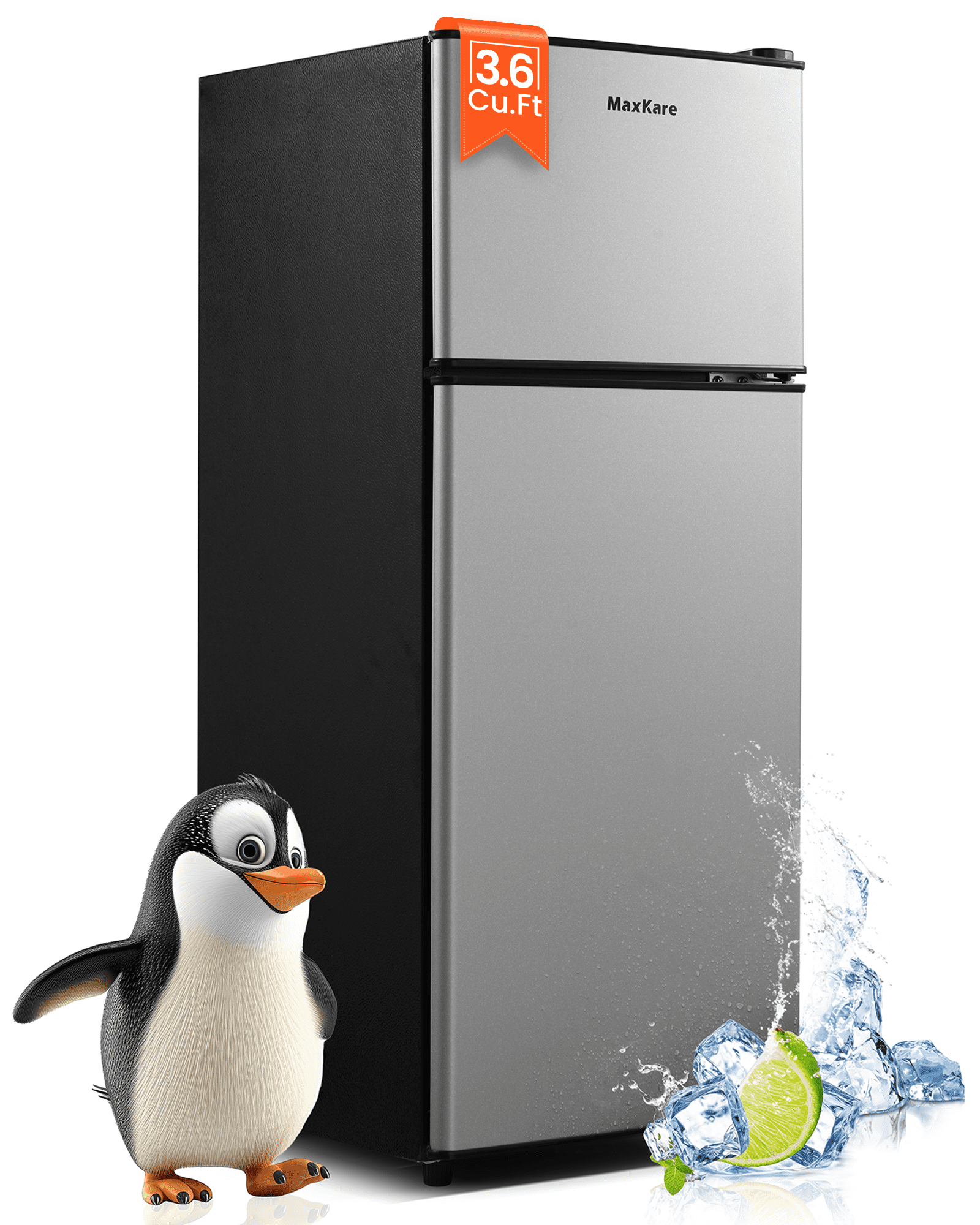 GGTB Small Modern Mini Fridge with Freezer, 3.2 Cu ft Two 