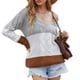 thumbnail image 1 of Suéter Manga Larga Cuello En V Raya Un Hombro Casual Tops De Moda Para Mujer Gris S, 1 of 6