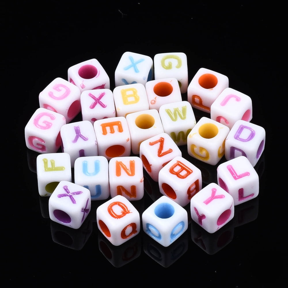 500gs Opaque Acrylic Beads Cube with Alphabet Random Mixed Letters 6x6x6mm Hole: 3mm about 2995pcs/500g DIY