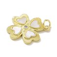 thumbnail image 2 of Brass Micro Pave Cubic Zirconia Pendants Cadmium Free Nickel Free Lead Free Shell Charms Real 18K Gold Plated Clover 20.5x18.5x2mm Hole: 3.5mm, 2 of 3
