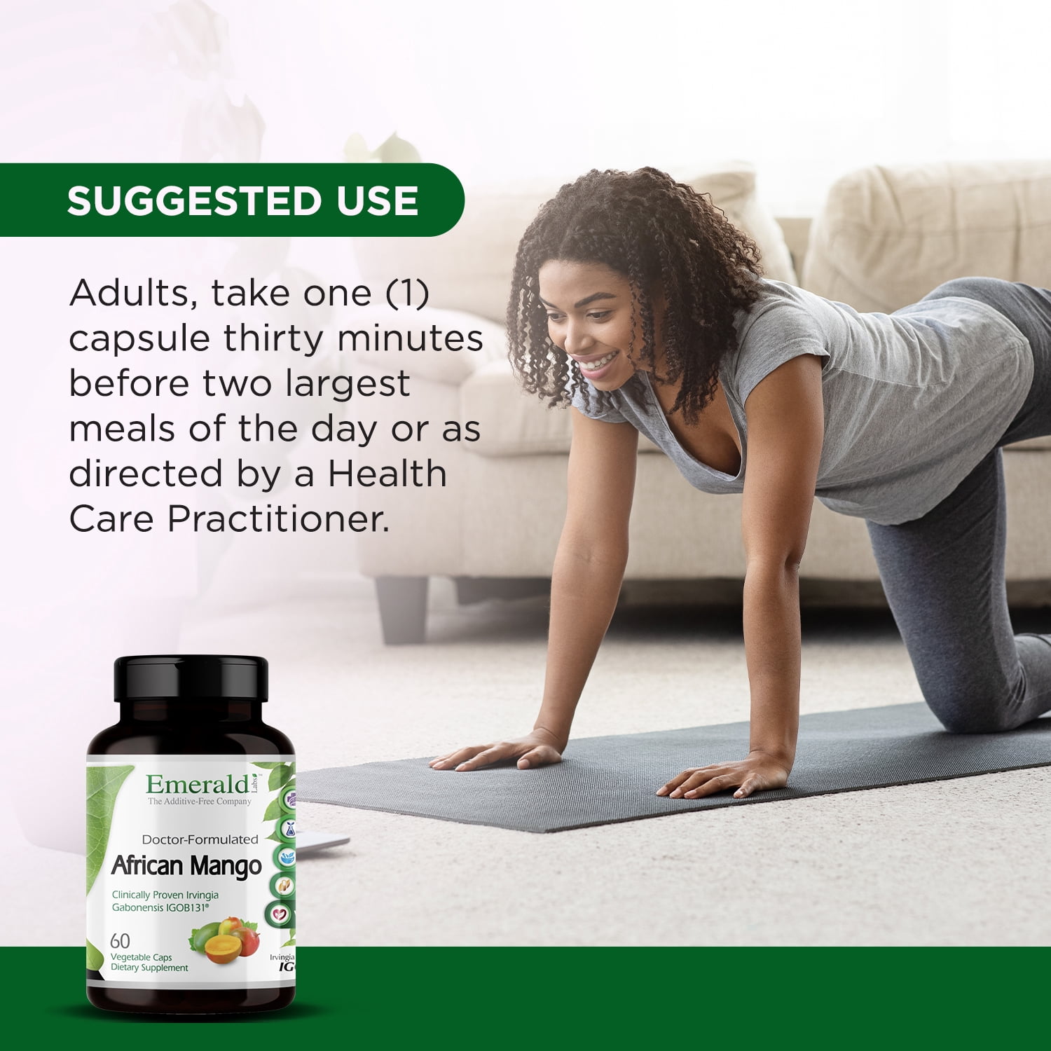 Emerald Labs African Mango (Irvingia Gabonensis) - Supports Weight Loss, Supports Blood Glucose Health - 60 Vegetable Capsules