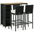 thumbnail image 1 of vidaXL 5 Piece Garden Bar Set with Cushions Poly Rattan Black, 1 of 5