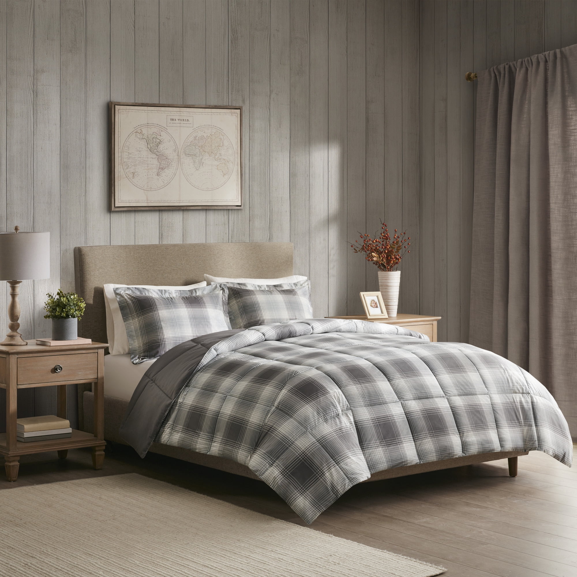 Woolrich Woodsman Softspun Down Alternative Comforter Mini Set, Full/Queen,  Grey