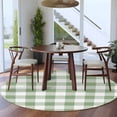 thumbnail image 4 of Sage Green Checkered Round Area Rug 5 FT, Non Slip Bedroom Area Rug, Farmhouse Buffalo Plaid Washable Soft Circular Carpet Non-Shedding Floor Mat for Kitchen Dining Room Foyer Balcony Dorm, 4 of 9