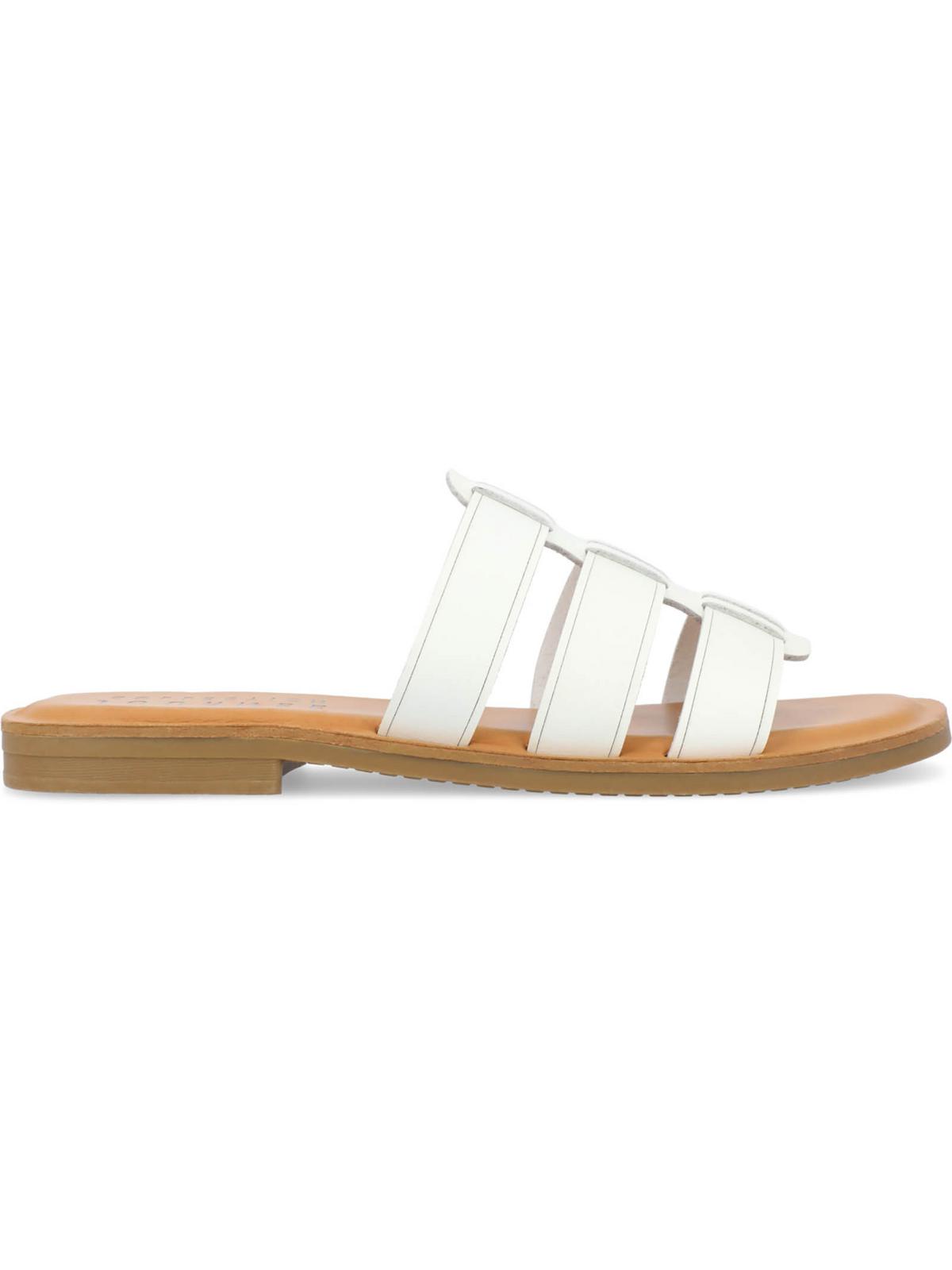 Journee Collection Womens Serrie Faux Leather Peep-Toe Slide Sandals