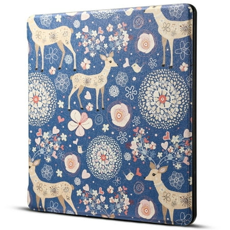 Print Kindle Case AMZER Reindeer Blue Print Horizontal Flip PU Leather Protective Case For Amazon Kindle Oasis 7 inch ()