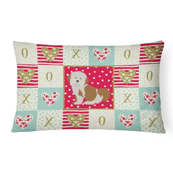 Carolines Treasures CK5842PW1216 Havanese 2 Love Canvas Fabric Decorative Pillow, Red, 12H x16W, multicolor