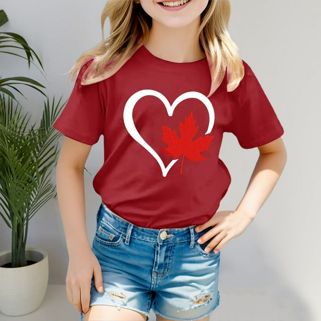 Hauts et T-Shirts pour Filles, T-Shirt Basique à Manches Courtes Col Rond pour Filles – Haut d'Été Coupe Décontractée Léger pour Usage Quotidien