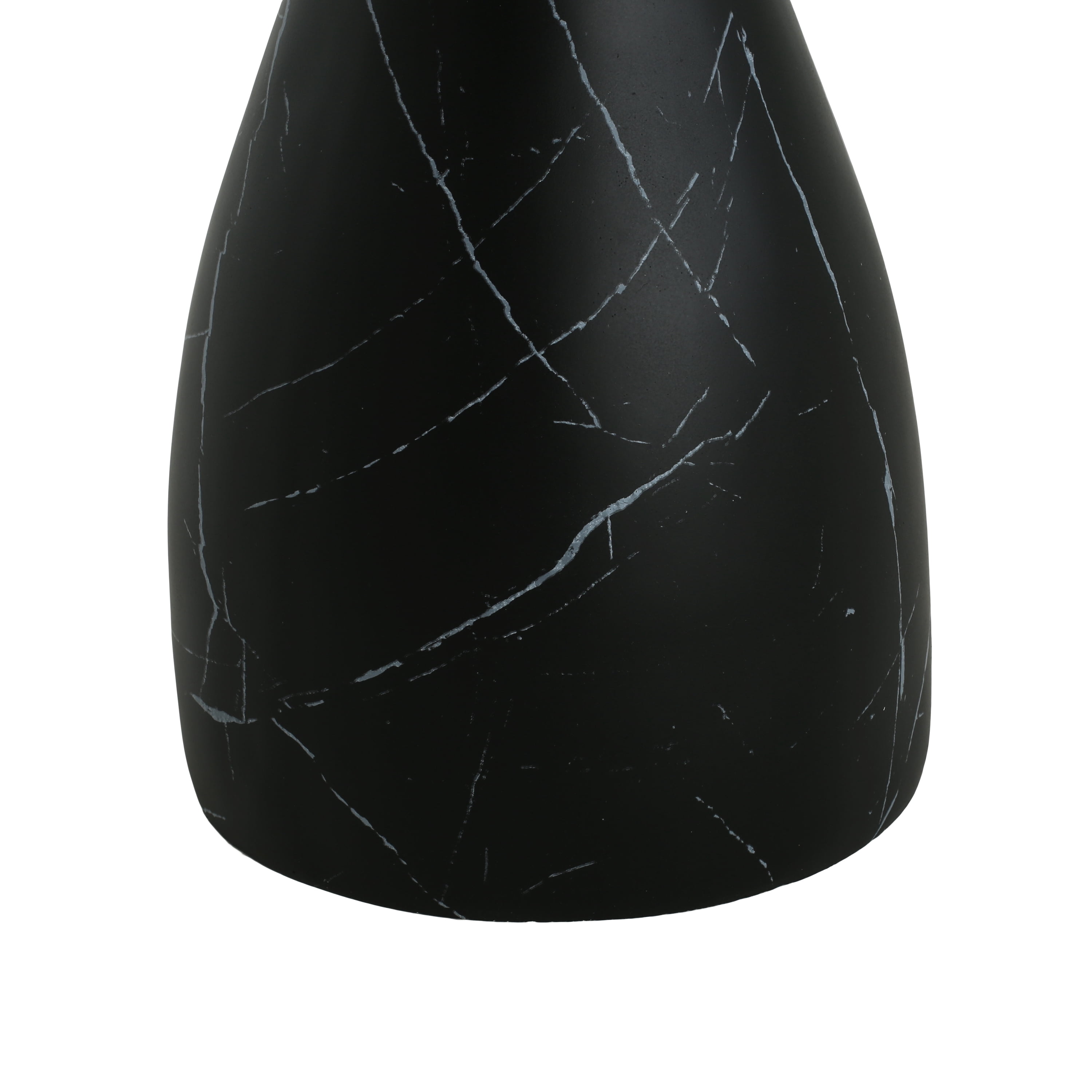 Travertine Side Table, Outdoor Light Weight Concrete End Table for Patio Garden, Black Marble