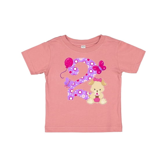 Inktastic Second Birthday with Cute Puppy and Butterflies Boys or Girls Baby T-Shirt