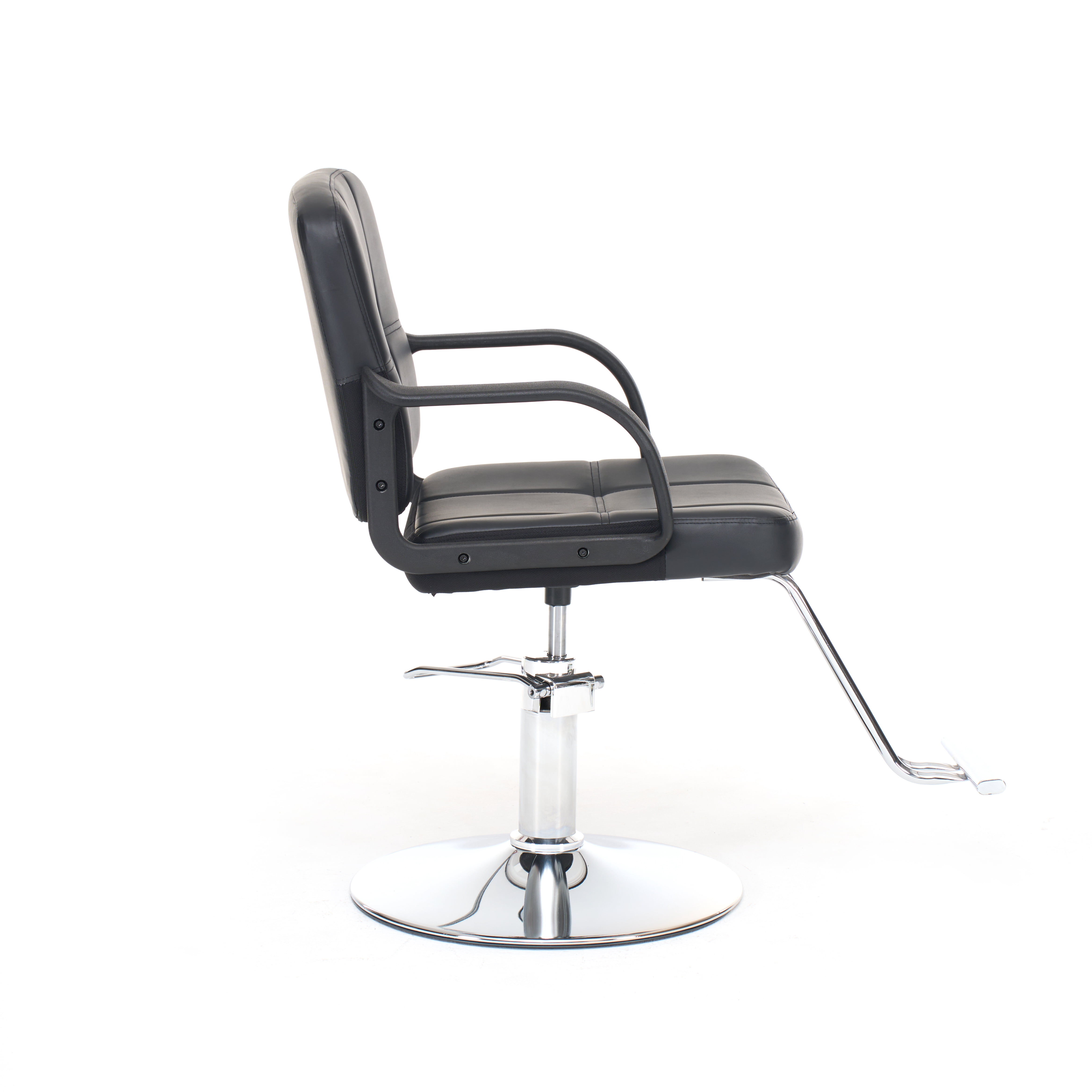 360-Degree Swivel Barber Chair with Hydraulic Height Adjustment, Heavy-Duty Salon Styling Chair with PU Leather and 350 lb Capacity, Black
