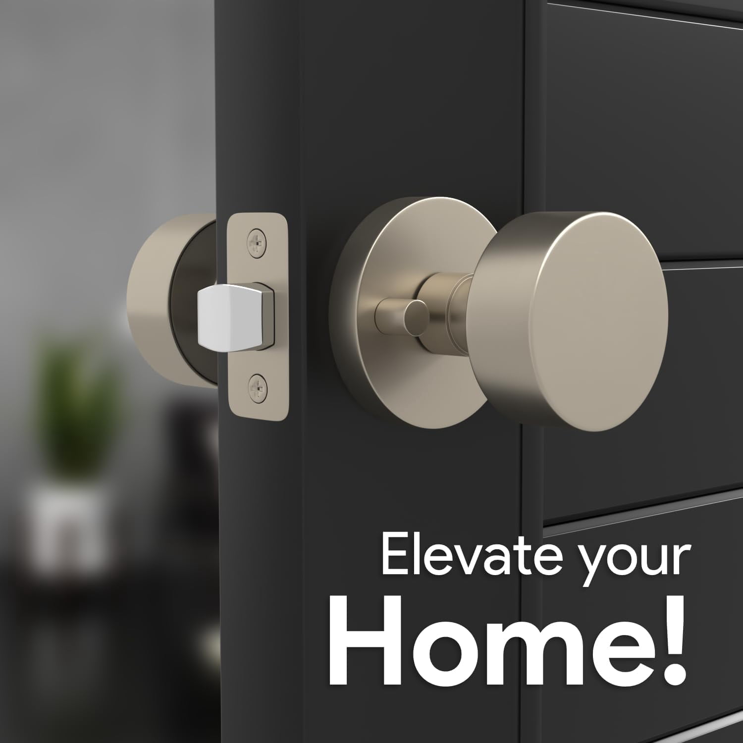 Mega Handles Buena Privacy Door Knob | Satin Nickel, Reversible | Fits Standard Doors | Includes Screws | Ideal for Bedroom and Bathroom