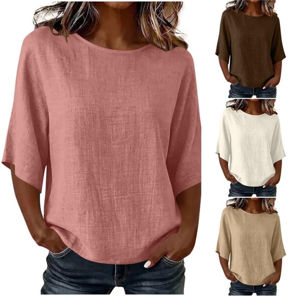 Bxsruta Women Short Sleeve Casual Loose Fit Pullover Top for Daily Wear