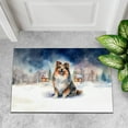 thumbnail image 4 of Hello Winter Shetland Sheepdog Welcome Snowy Night Watercolor Vintage Doormat Sheltie Dog Lover Gifts Indoor Outdoor Welcome Mat - 01011, 4 of 5