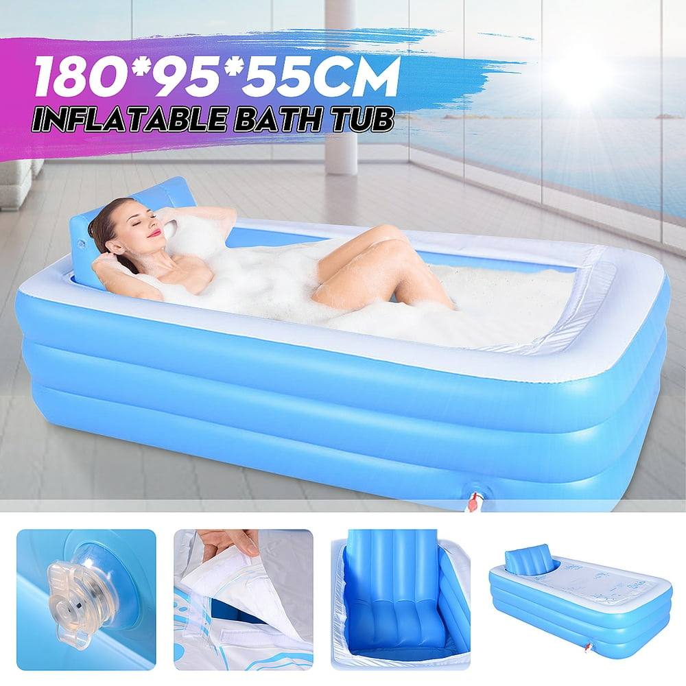 Inflatable Adult Bath Tub, FreeStanding Blow Up Bathtub with Foldable