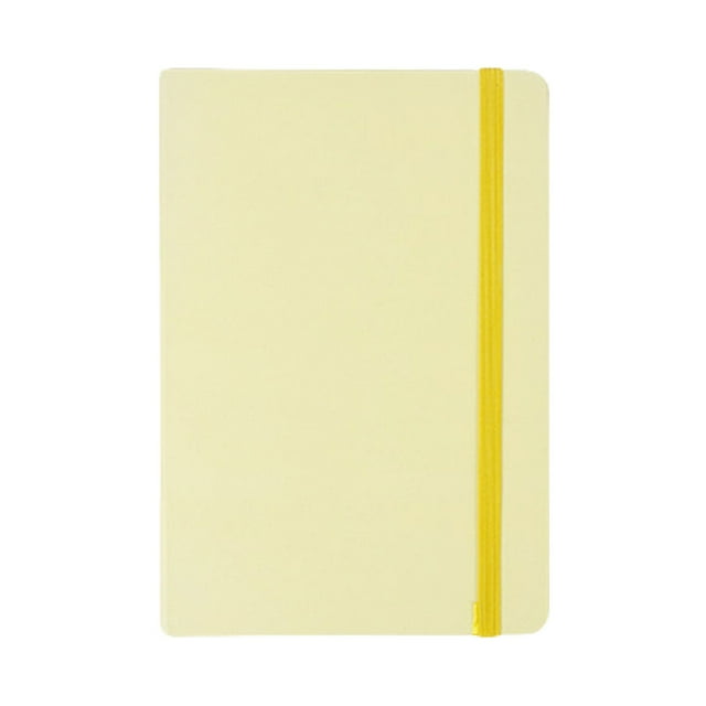A5 Light Yellow Hardcover Journal Notebook - 160 Pages Thick Paper Vegan Leather Diary with Ribbon Bookmark & Inner Pocket