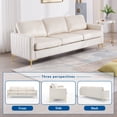 thumbnail image 4 of Muumblus 85" Velvet Couch, 3 Seater Sofa, Mid Century Modern Tufted Couches for Living Room, Beige, 4 of 11